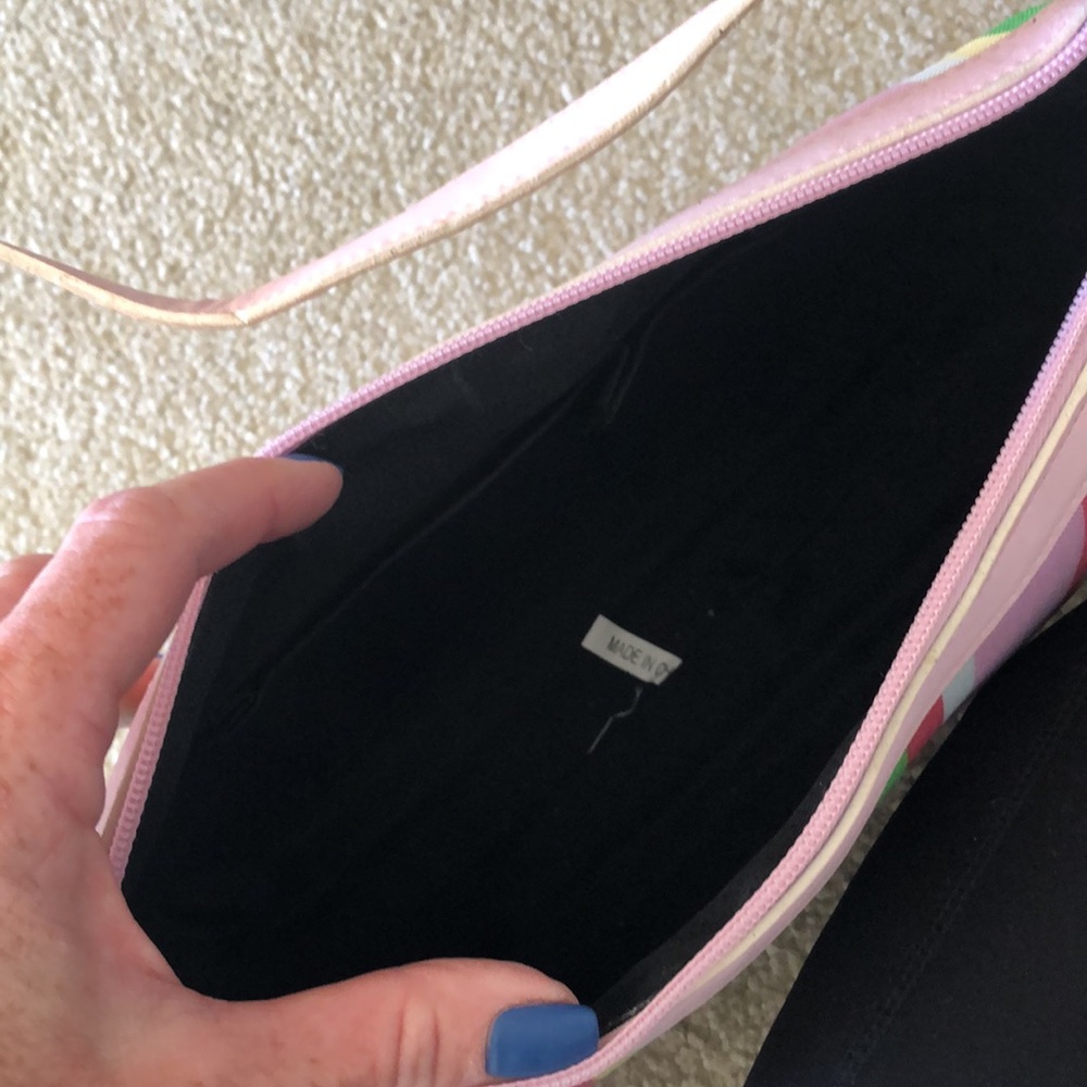 Pink Striped Women's Satchel Bag - Picture 4 of 4